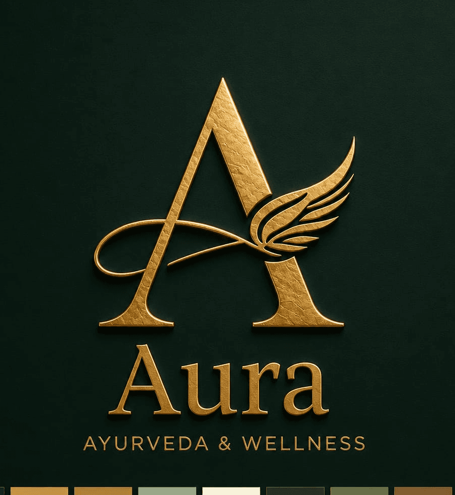 Aura Ayurveda & Wellness gold logo